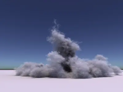 VDB  Slanted Rocket Engine Landing with pre render 3D model