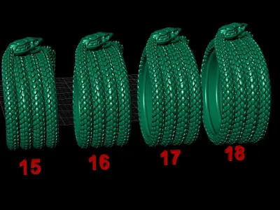 Snake Reptile Oxidized Gems Ring 3D print model