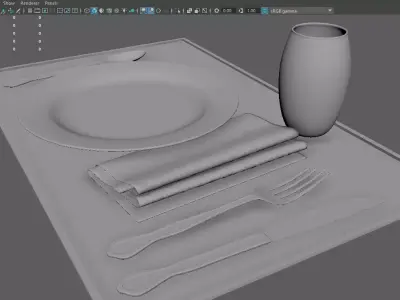 Dinnerware table set Free low-poly 3D model