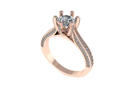 Women diamond engagement ring 3d render 3D print model 2