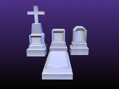 Halloween themed assets Gravestones Free Free low-poly 3D model