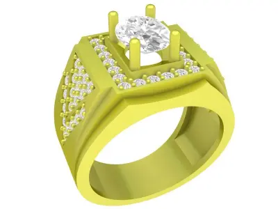 Luxury Rectangle Stone Ring for Men 3D Model 4115 3D print model