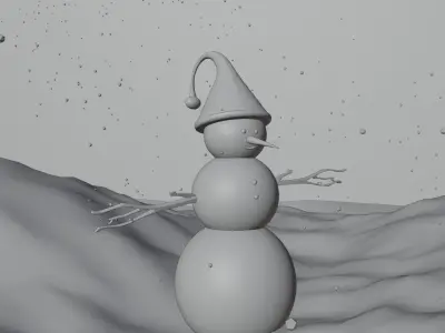SNOWMAN wearing santa hat Free 3D model
