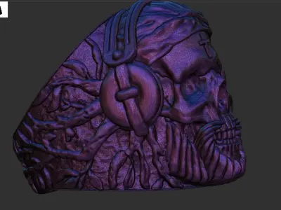 Skull ring in bandala 3D print model