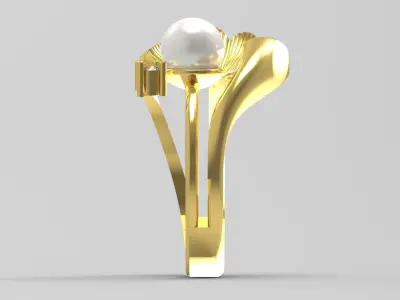 Pearl and Diamond Shell Ring Model pr0006 3D print model