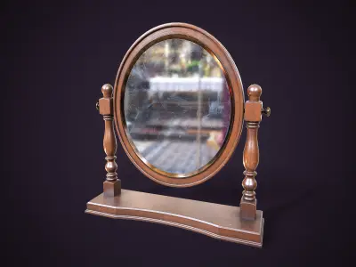 Vintage Desk Mirror Low-poly 3D model