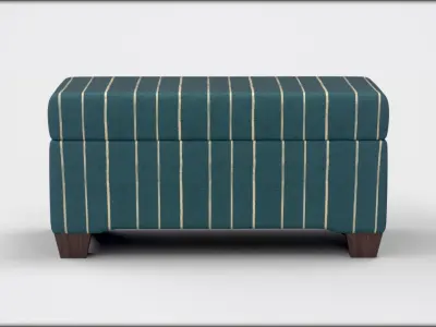 Pembroke storage bench indigo blue stripe Low-poly 3D model