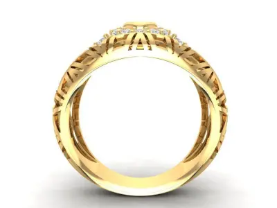 Luxury Carved Wide Diamond Band Ring for Men 3104 3D print model