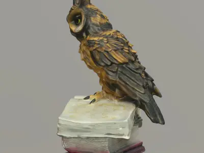 Owl statuette 3D scan LoRes and HiRes Low-poly 3D model
