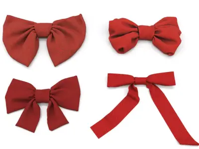 Fabric Bow set Low-poly 3D model