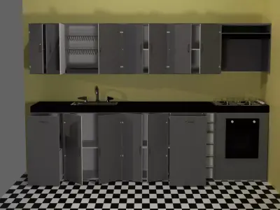 Modern Realistic Kitchen - Blender Model with Textures 3D model