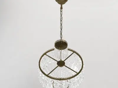 Midcentury French Cut Crystal Corbeille Style Chandelier 3D model