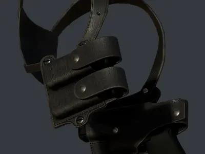 Leather Detective Holster Low-poly 3D model Low-poly 3D model