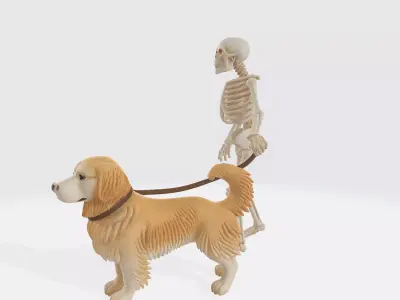 Skeleton Walking Dog Figurine Halloween Decor  3D print model