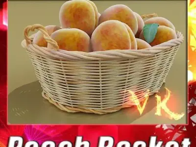 Peaches in Basket 3D model