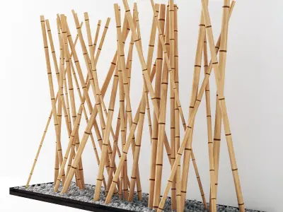 Bamboo decor fundament board pebble 3D model