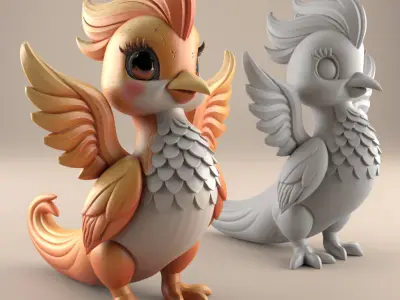 Adorable Baby Phoenix 3D Model 3D print model