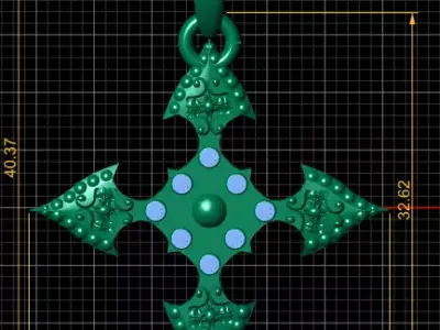 ornate cross pendant  3D printable model  3D print model