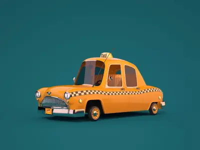 cartoon taxi  3D model
