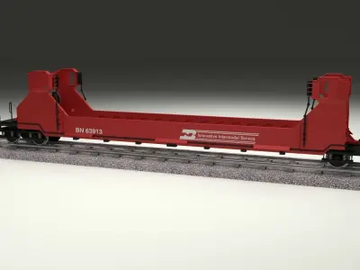 Red Train Well Car 3D model