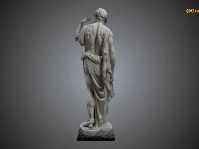 Greek Man 3D Statue Sculpture Greek God Sculpture Low-poly 3D model