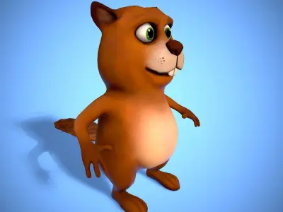 cartoon beaver Low-poly 3D model