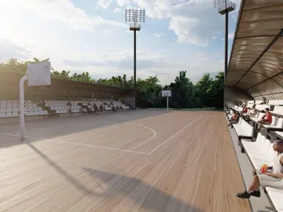 Basketball Court  3D Model - Basketball Stadium 3D model