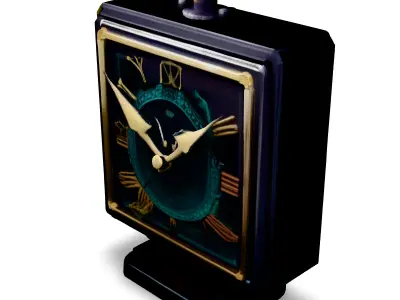 Luxury Square Clock with Green Details Low-poly 3D model