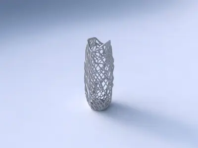 Vase double arc hexagon with faceted and twisted organic lattice 3D print model