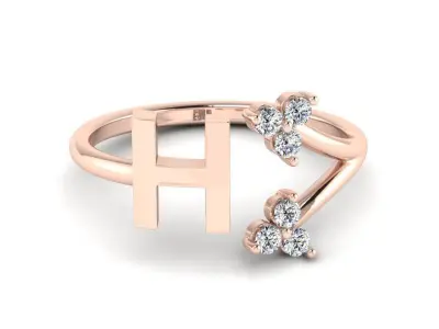 Jewelry Alphabet Ring H with Diamonds  3D print model
