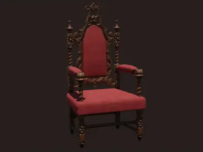 Renaissance Style HighBacked Chair model 4 Low-poly 3D model