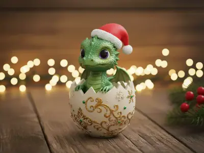 Christmas Dragon Hatchling 3D print model