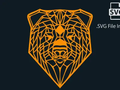 Bear Stylized Wireframe Pendant Amulet Necklace 3D print model