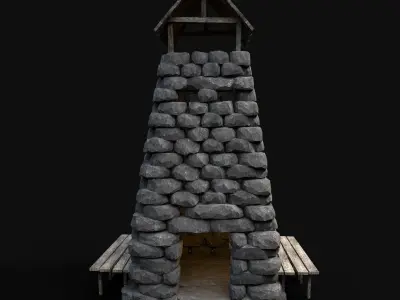 BLACKSMITH STOVE ROCK FORGE SMITHY SMITH FURNANCE MEDIEVAL STONE Low-poly 3D model