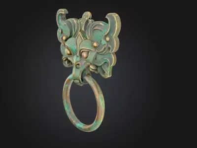Ancient Beast Door Knocker Low-poly 3D model