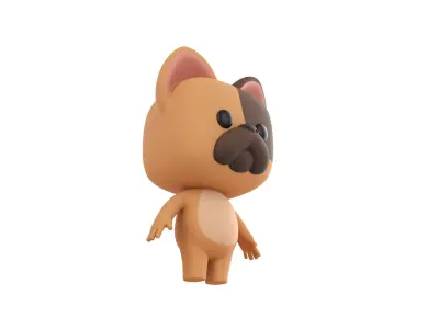 Cartoon French Bulldog 3D model