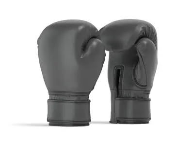 Black Leather Boxing Gloves - training kickboxing equipment 3D model