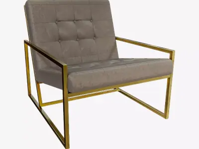 Modern Luxury Chair - Gold Metal and Velvet 3D model