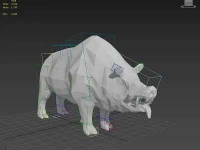 Lowpoly boar running 3D model