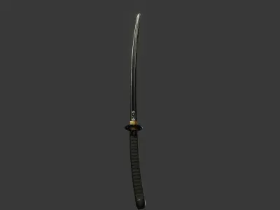 Katana Game ready samurai sword Free low-poly 3D model