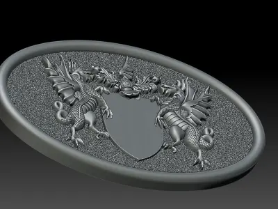 TWO DRAGON FLAG 3D print model