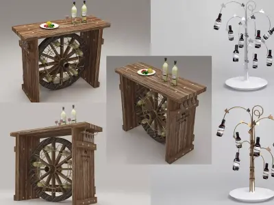 wine holder and bottel display 3D model