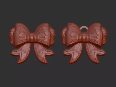 christmas ribbon bow 2  3D print model