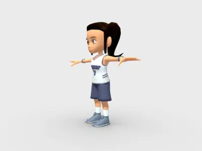 Sports Basket ball Player Girl Low-poly 3D model