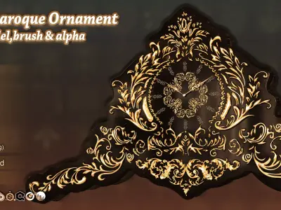 165 Ornament Brush  Alpha  3D Model Vol 19 Baroque 3D model