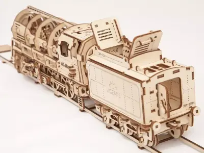 3D Wooden Locomotive Train Puzzle Model Kit 3D model