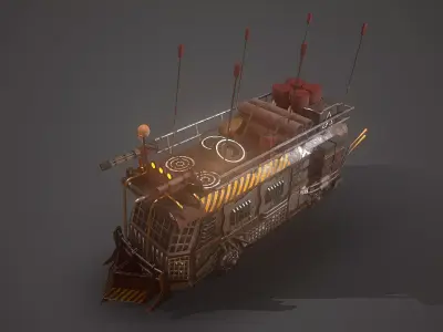 Apocalyptic Bus Modular Pack Low-poly 3D model
