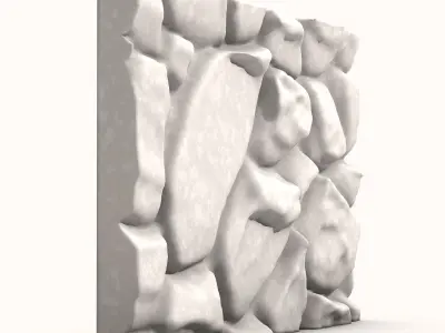 Stacked River Stone Wall Module 3D model