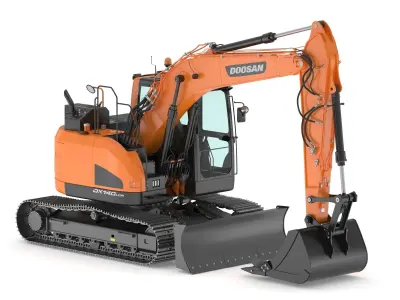 Doosan DX140LCR-5 excavator 3D model