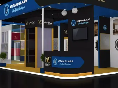 10mtr x 5mtr expo stall 2side open Exhibition Stand Design  Low-poly 3D model